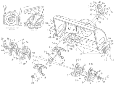 Auger Housing Diagram and Parts List for 19A40024OEM (-2022)(2016) Yard Machines Lawn Tractor